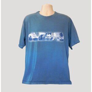 Newport Blue Tee Shirt Mens XL Blue Aloha Hawaii Graphic Short Sleeve Cotton